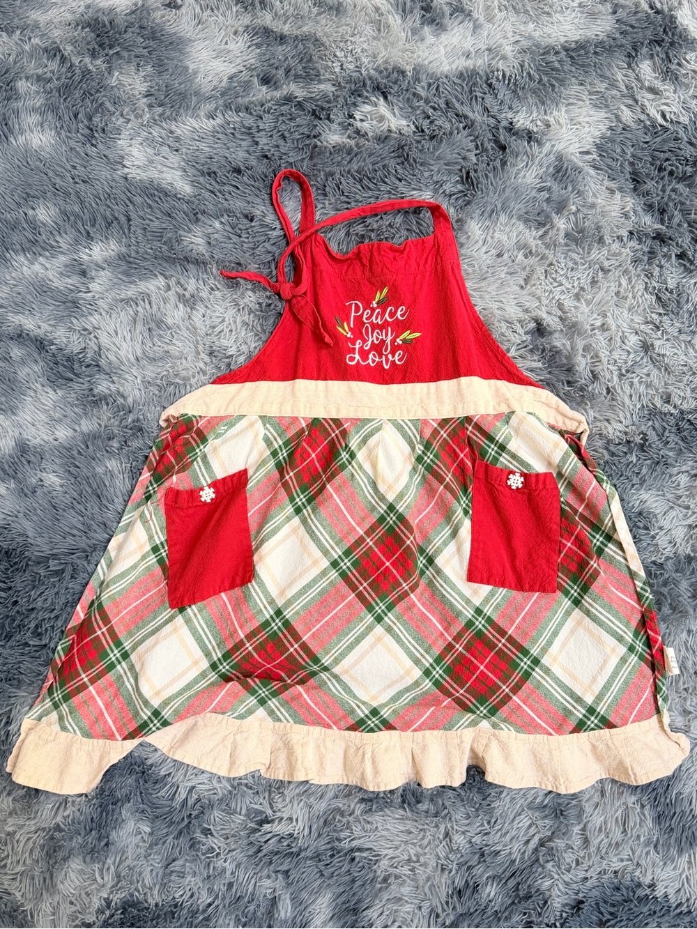 St. Nicolas Square Plaid Christmas Holiday Adult Apron 100% cottons | Kohl’s